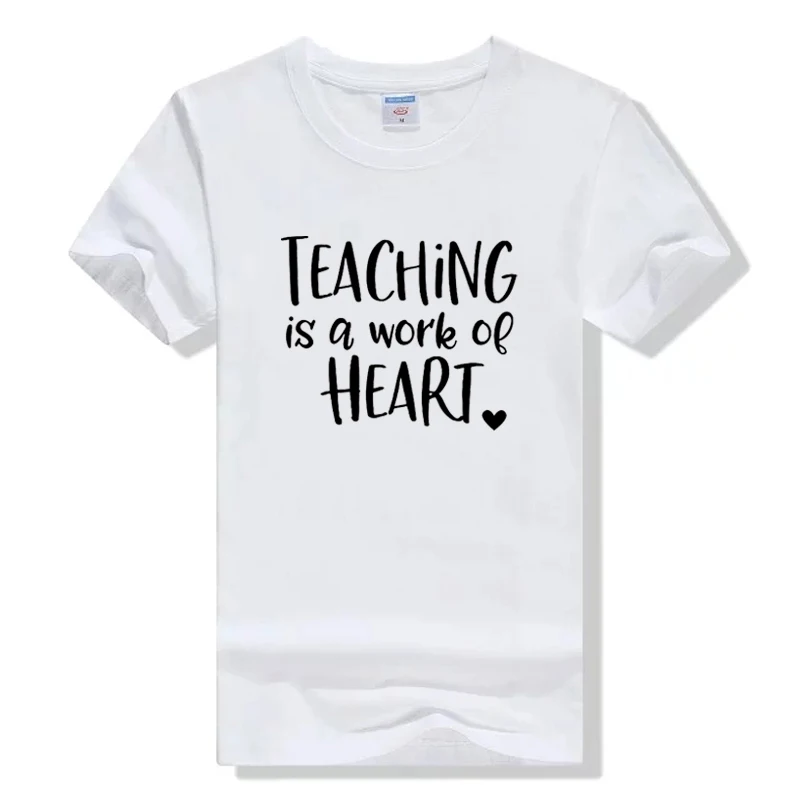 Teaching Is A Work Of Heart футболка для учеников начальной школы учителя Camiseta Rosa Feminina
