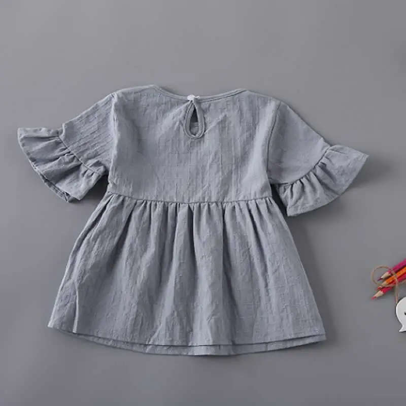 Летние Детские хлопковые рубашки льняные жаккардовые детские топы с рукавами в