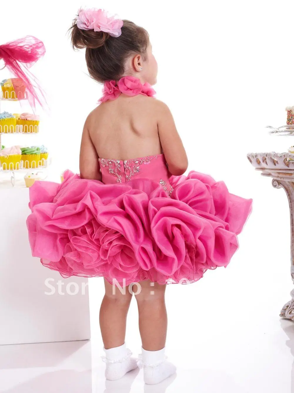 2013 Hot Sale Cute Pink Organza Cupcake Pageant Dress Girl Size 2.4.6.8.10.12.14.16|dress fascinator|dress code dressesdress pet |