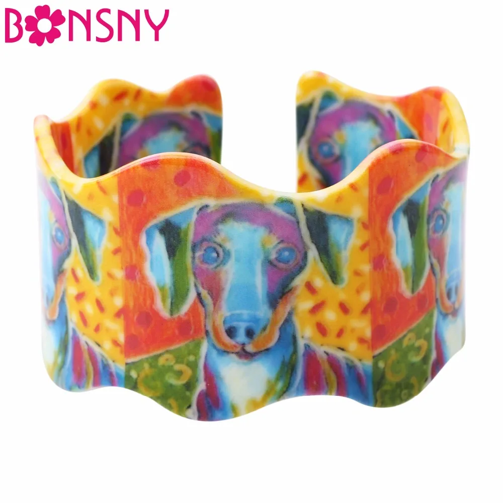 Bonsny акриловые браслеты с любовью широким Джеком расселлом терьером новинка 2017