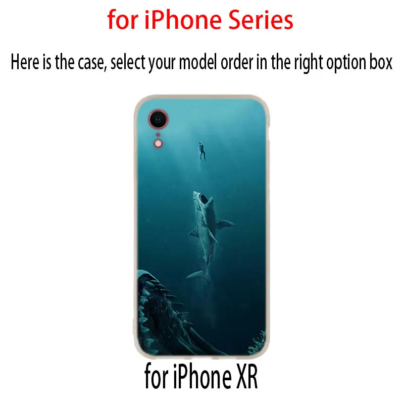 Океан в виде пасти акулы рыбы мягкий чехол для iPhone 12 11 Pro X XS Max XR 8 7 6 Plus 5s SE 2020 S 1 мини