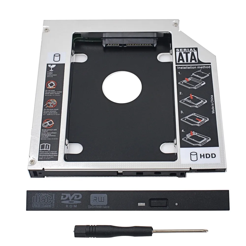 Алюминий 2nd HDD Caddy 12,7 мм IDE SATA 3,0 2," чехол для SSD, HDD жесткий диск enclossure для ноутбука ODD CD DVD Встроенная память для оптического устройства