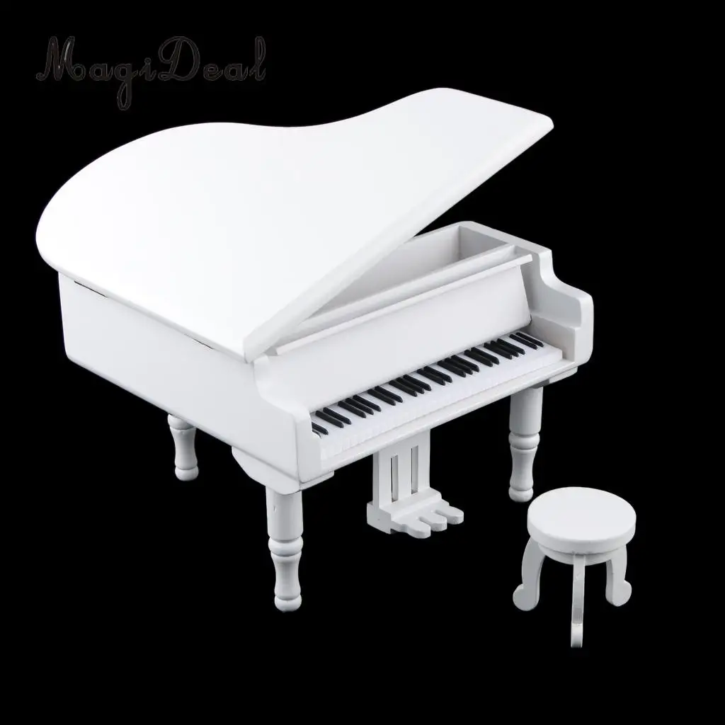 White MagiDeal, деревянная заводная Музыкальная шкатулка для фортепиано, мелодия, музыкальная шкатулка, подарок для взрослых и детей, Edelweiss, домашний декор, Свадебная вечеринка - Цвет: White