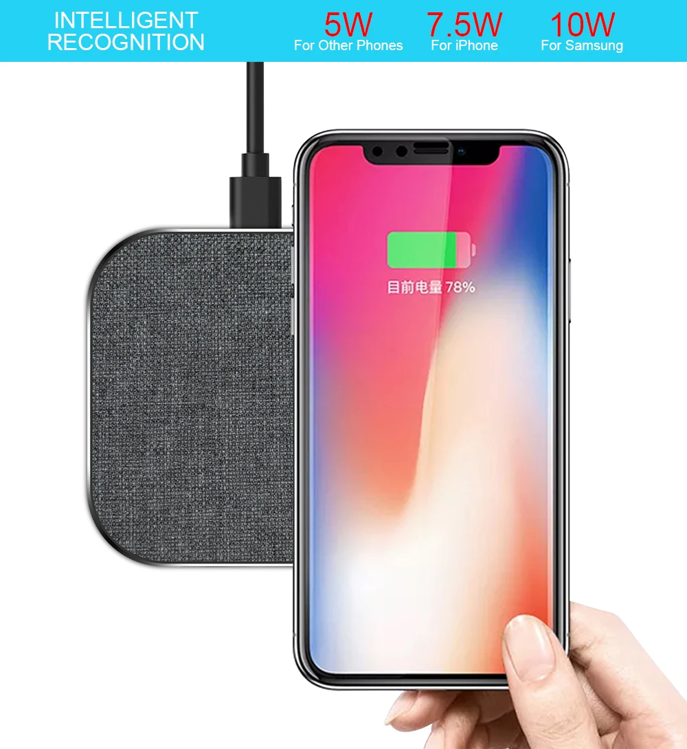 Ascromy 10 Вт Qi Беспроводная зарядка Быстрая зарядка для iPhone X XR XS Max 8 Plus Xiaomi huawei samsung S9 S8 S7 индукционное зарядное устройство