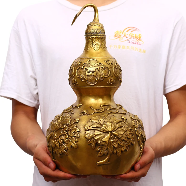 

LARGE-Business Efficacious Money Drawing Talisman House Protection -Home office Golden FENG SHUI ZHEN ZHAI Copper HU LU statue