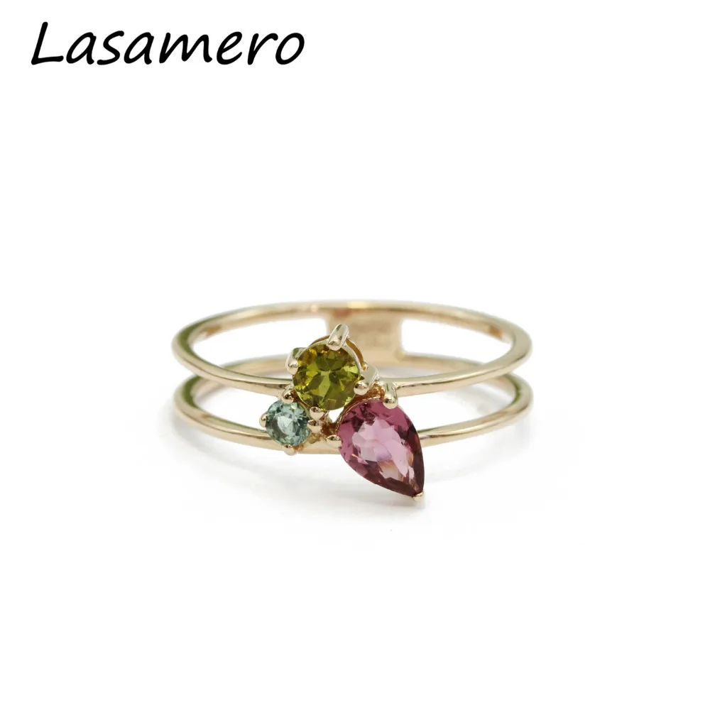 LASAMERO Pear Cut 0 58ctw натуральный турмалиновый Драгоценный Камень Капля воды 18k розовое