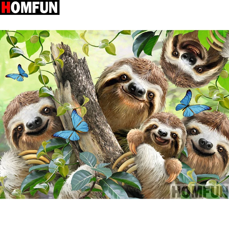 Алмазная 5D картина HOMFUN животное ленивое для творчества полная вышивка стразы