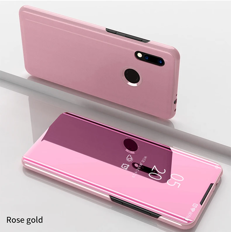 Зеркальный умный флип-чехол для телефона Xiaomi Redmi Note 7 Pro, полностью прозрачный кожаный чехол-подставка для Redmi Note 7, защитные чехлы