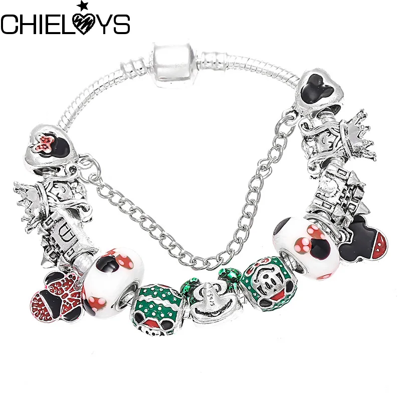 CHIELOYS, красивые синие муранские стеклянные бусины, цепочка-змейка, очаровательный браслет, подходит для оригинала, сделай сам, брендовый браслет для детей, подарок, ювелирное изделие