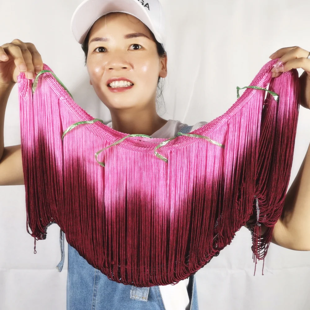 YACKALASI 5 ярдов Латинская бахрома кисточка Dip Dye Omble розовый латинское платье макраме кружево Samba Одежда для танцев швейная отделка розовый/темно-красный