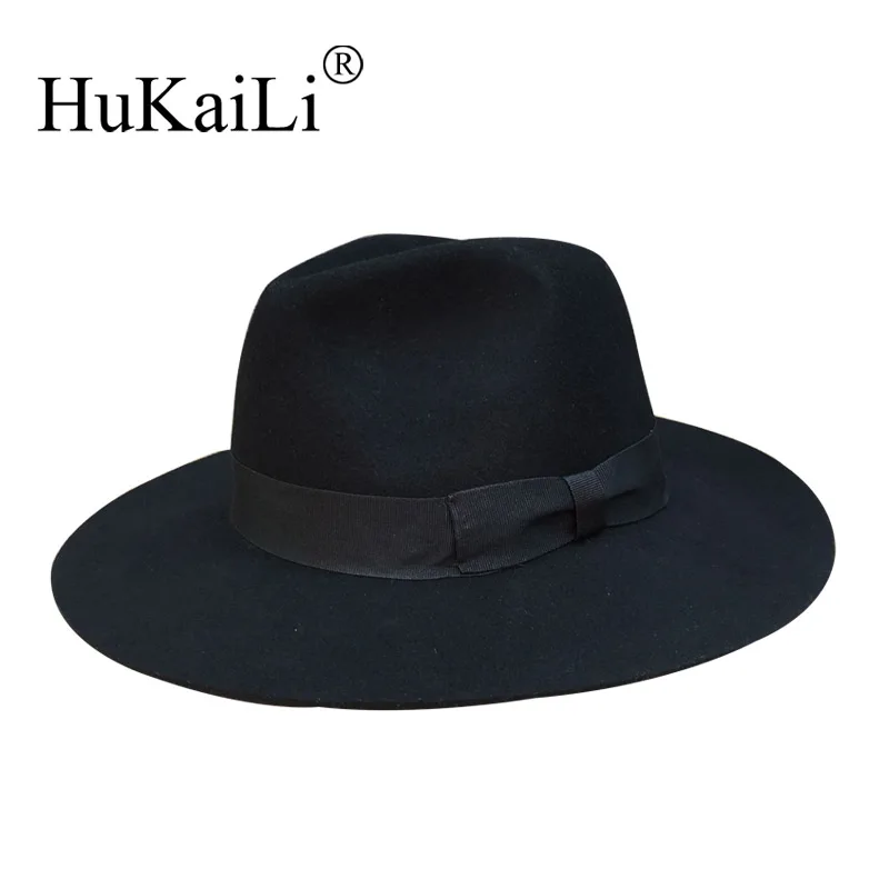 Шерстяная шляпа декоративная лента с черным бантом джазовые шапки шляпы для