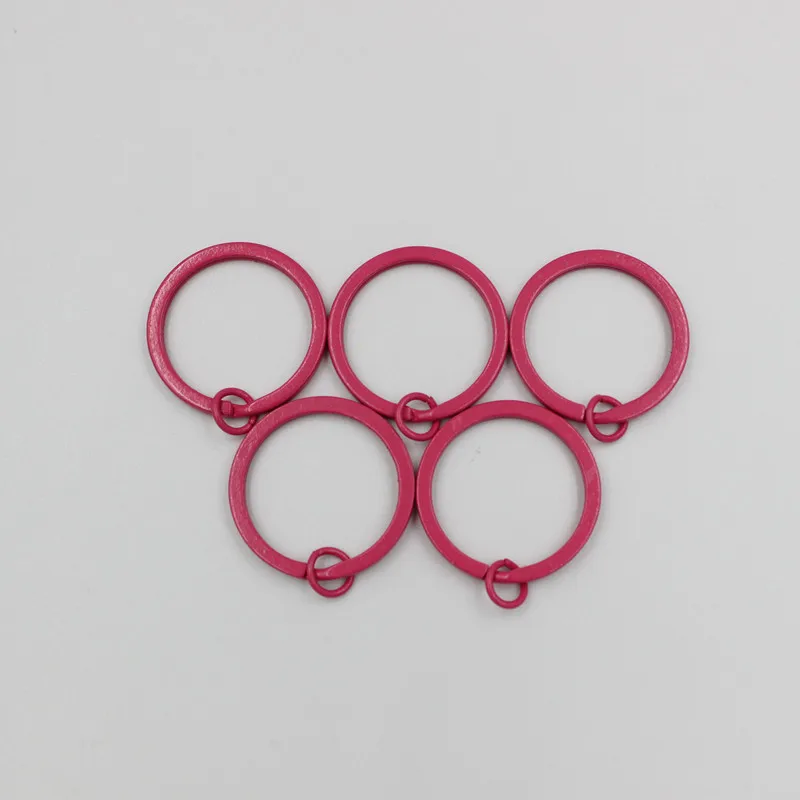 Rose Red 20 шт./лот, красочное кольцо для ключей, соединительный брелок для ключей DIY, аксессуары для ключей - Цвет: Rose Red