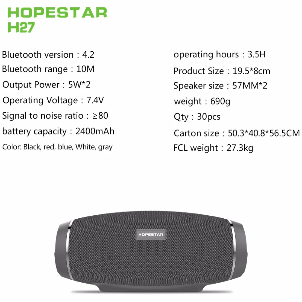 HOPESTAR регби Беспроводной Bluetooth Динамик стерео звуковая панель Водонепроницаемый