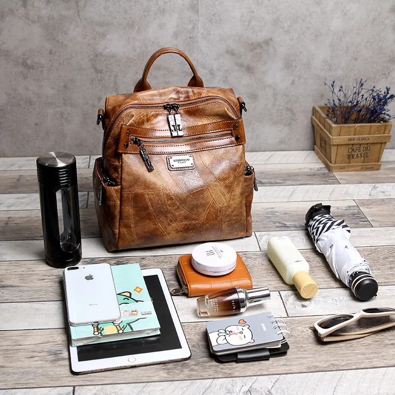 Женский винтажный рюкзак из натуральной кожи роскошный школьный в стиле ретро