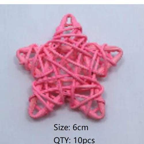 6cm 10pcs 10/20 шт. круглые звезды ротанговая Пальма клубок искусственный цветок для свадьбы для рождественской вечеринки украшения для самодельного изготовления детский подарок венок для дома орнамент - Цвет: 6cm 10pcs