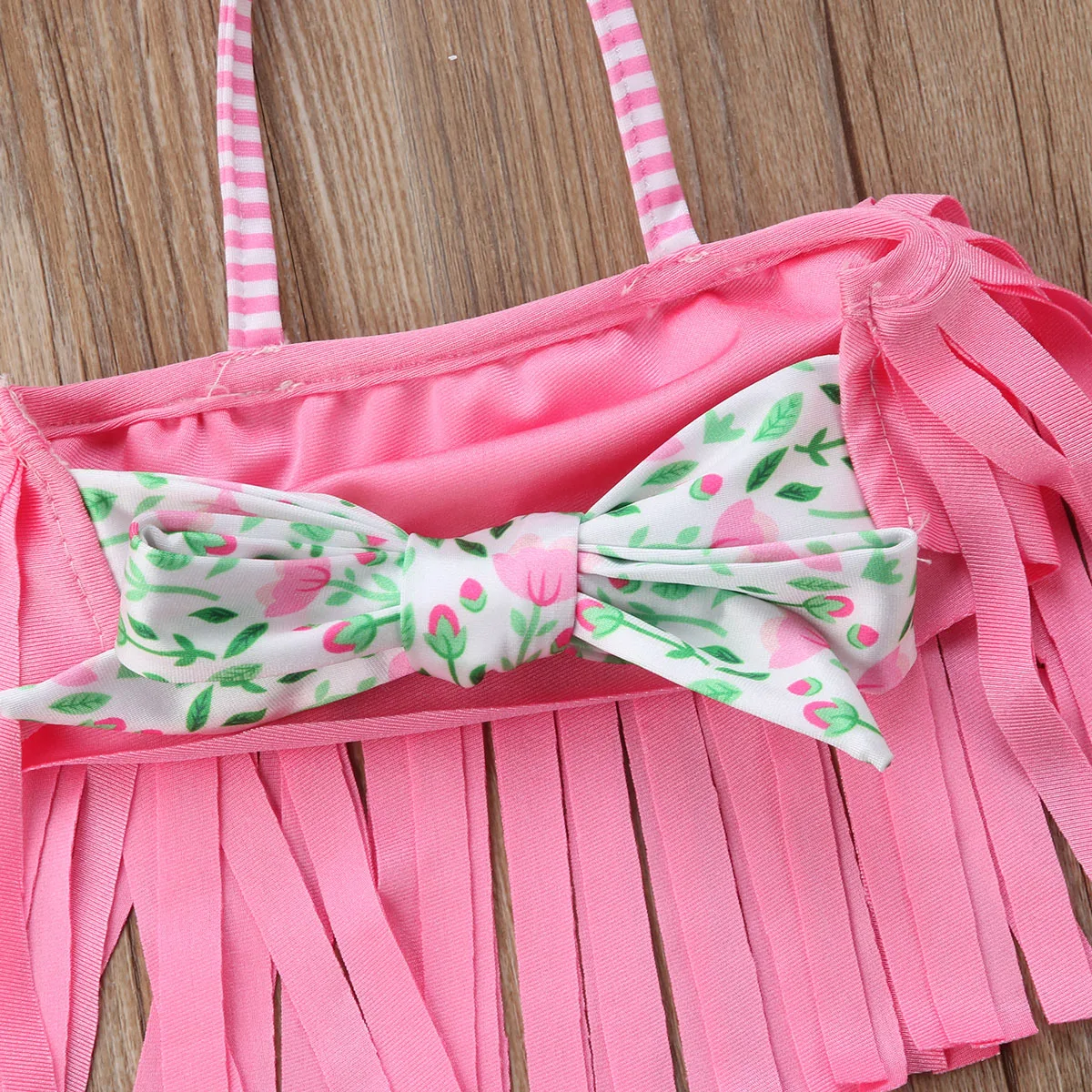 Детский купальник с кисточками для маленьких девочек 2 предмета открытой спиной