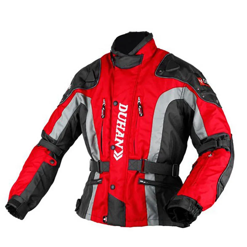 Red jacket DUHAN мужские мотоциклетные зимние тканевые куртки мужские мотоциклетные гоночные теплые куртки защитные штаны 600D Оксфорд мото одежда - Цвет: Red jacket