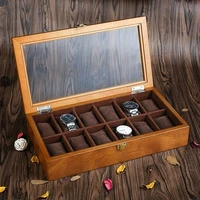 ya 12 slots wood watch box case retro european mechanical watch storage cases wooden mens watch and jewelry gift boxes w040