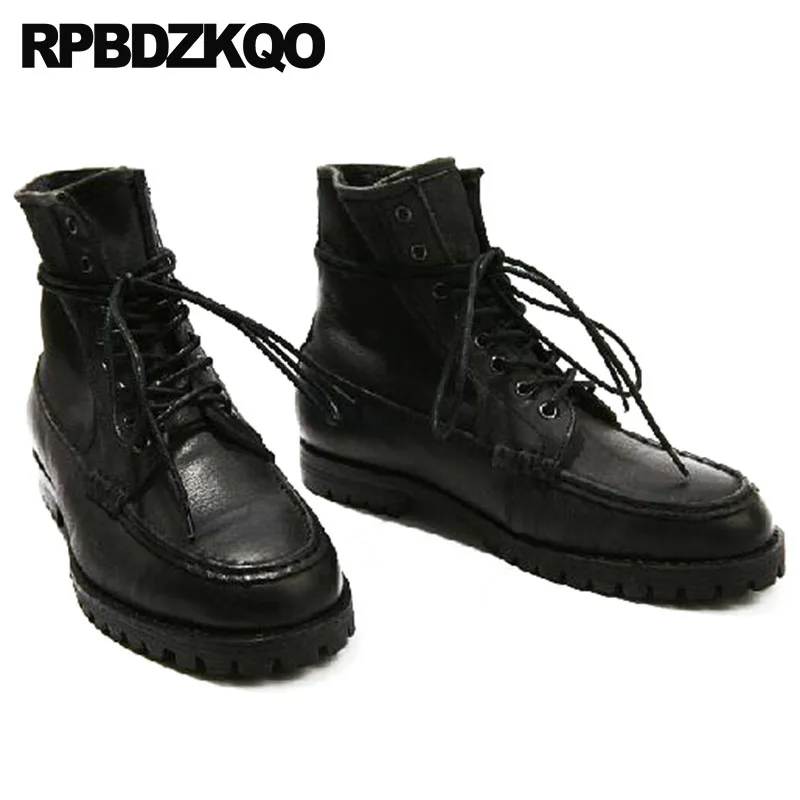 военные осень Первый слой кожи зашнуровать 2018 короткие мужская черный Настоящая