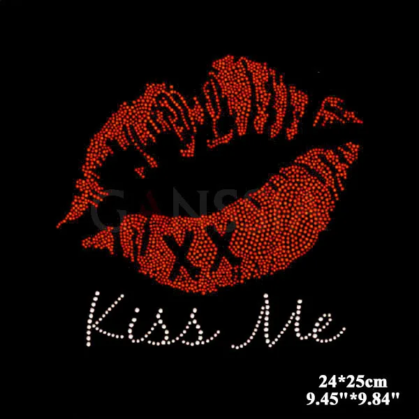 

Горячая красная губа с дизайном kiss me, 4 шт./лот, термотрансферный мотив со стразами, стразы горячей фиксации для самостоятельного нанесения утюга (искусственные стразы)