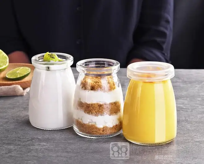 Стеклянный пудинг мини бутылка с крышкой бытовой пресс-формы для выпечки мусс для желе, для еды контейнер 3 шт./партия небольшой йогурт банки для хранения