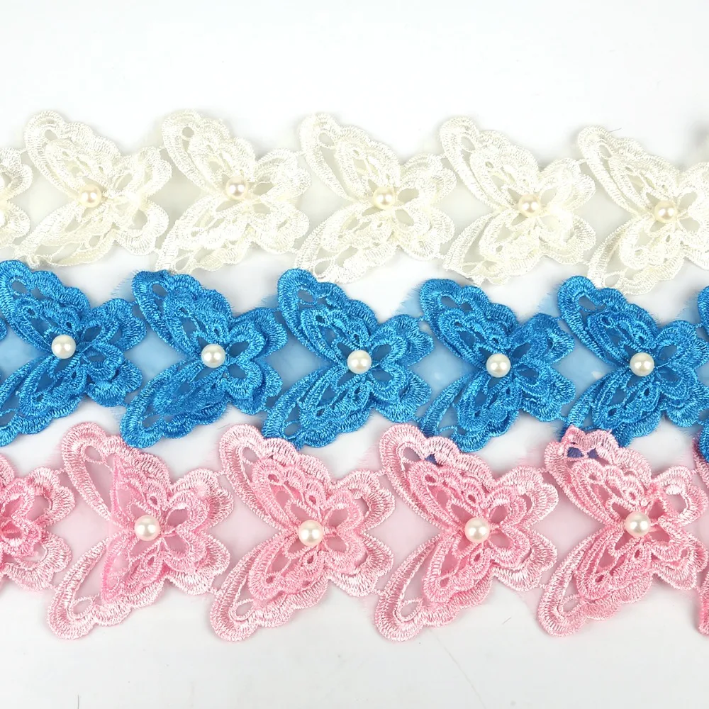 1 ярд растворимый цветок бабочка кружевная отделка из органзы вязание свадьба