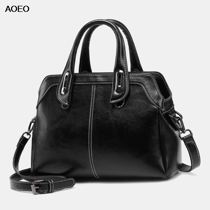 AOEO роскошные сумки женские 2019 Новый дизайн черный коричневый красный масло воск