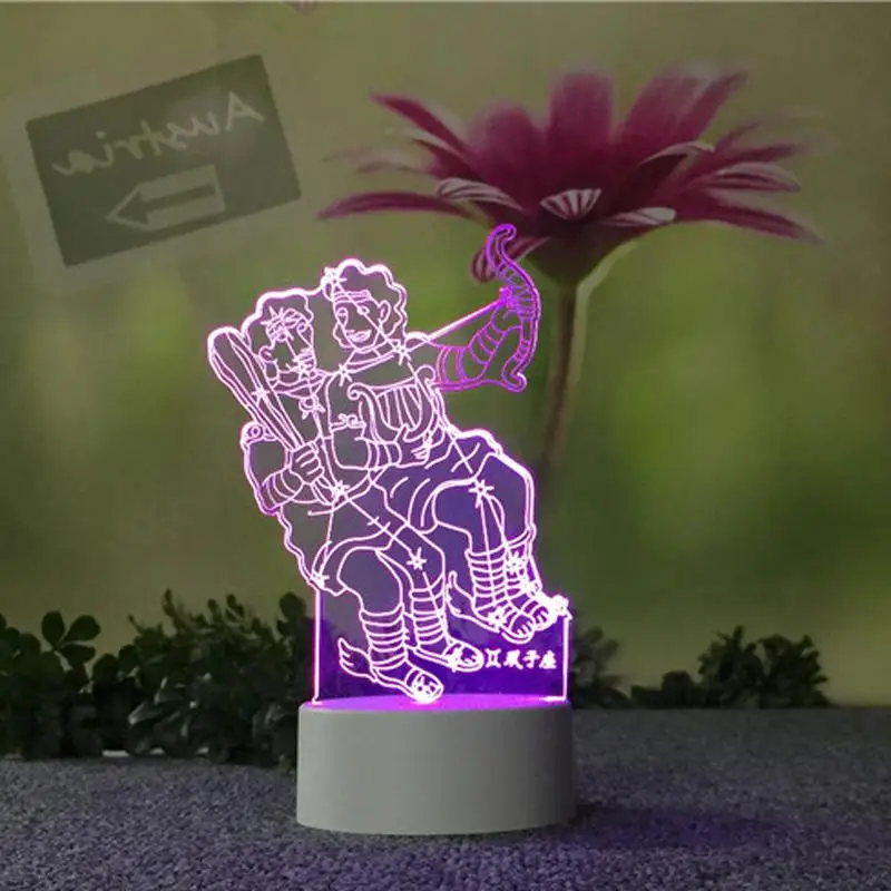 12 созвездий сенсорный переключатель 3d лампа белая основа Прекрасный 7 цветов изменить настольная лампа Acrylique Usb настольные лампы для гостиной - Цвет абажура: 7 color change