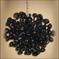 modern decorative black blown murano glass haning led chandelier lightings for hotel decor