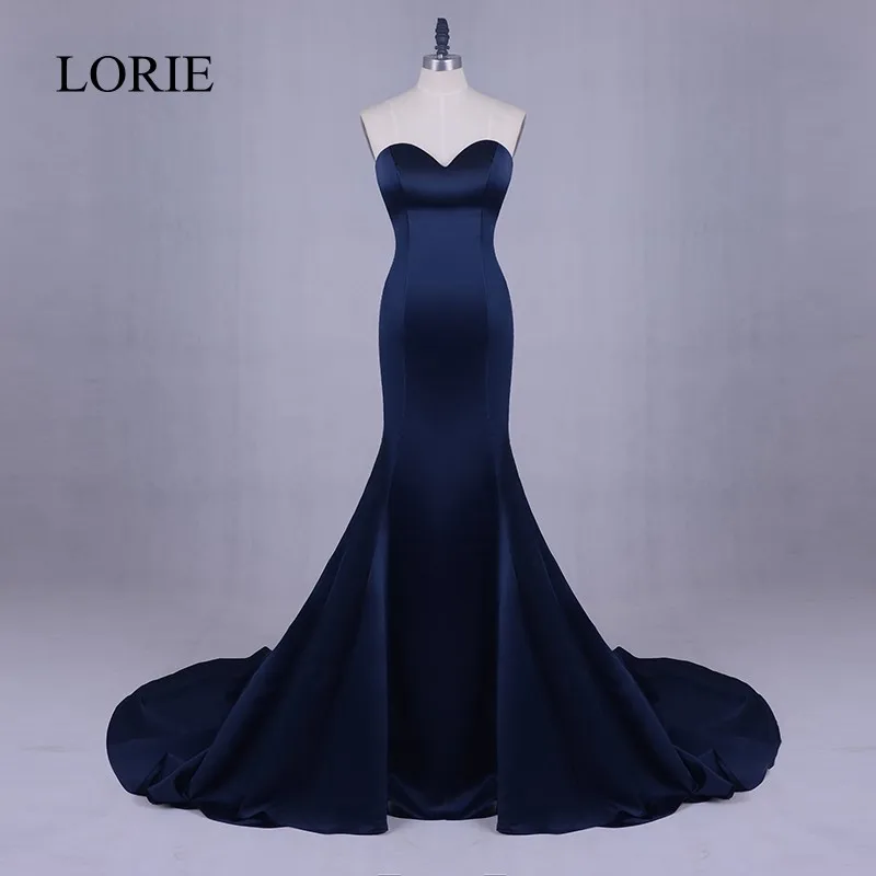 Дешевое и простое длинное вечернее платье 2018 милое темно синее Русалка для