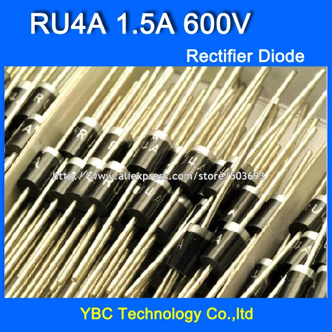 

100 шт./лот RU4A 1.5A/600V быстрое восстановление Выпрямительного Диода