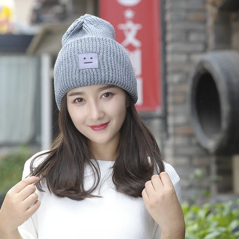 Модная трикотажная шляпа женские зимние шапки для женщин теплая шапка новая