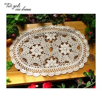 diy hand crochet lace table mats garden oval european kitchen dining tray mat decoration accessories pad placemat 3050cm 4pcs