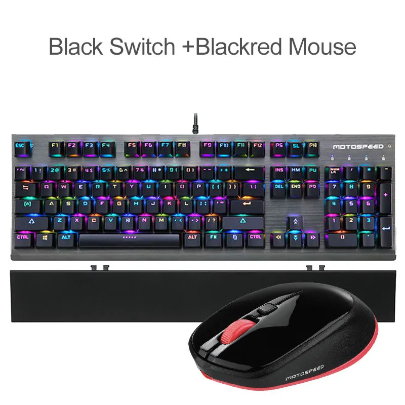 Motospeed игровые механические клавиатуры-мышь Combo RGB Kybs Bluetooth мышь многоцветный с коробкой - Цвет: black and blackred