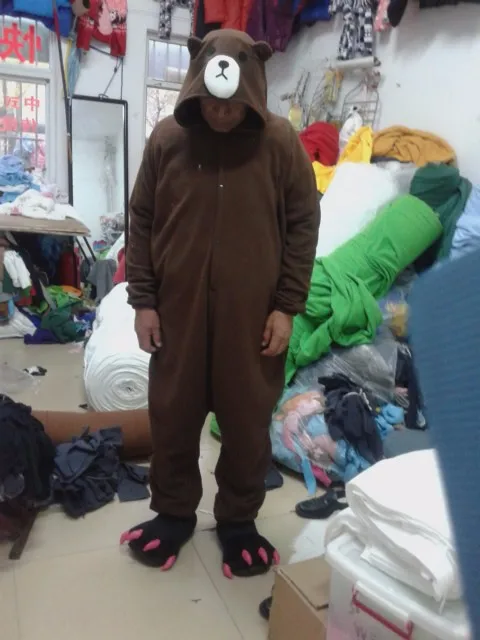 Аниме друзья взрослые Onesie пижамы мультфильм животных Косплей Костюм пижамы Хэллоуин Кони Кролик коричневый милый комбинезон в виде медведя комбинезон