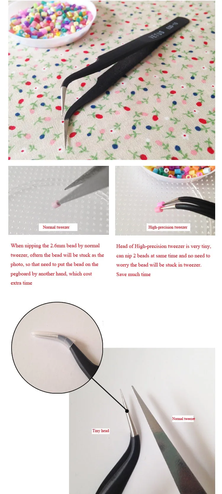 DIY кусачки перлер бусина из нержавеющей стали высокого Хама бусина ручной работы зажим плоскогубцы прецизионные черные Изогнутые Пинцет