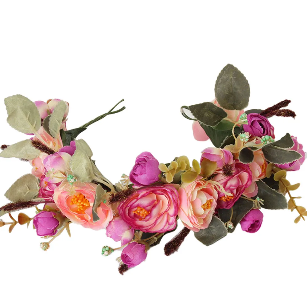 Artificial Rose Leaf Wreath Floral Crown Headpiece Hair band Wedding Hoop | Детская одежда и обувь