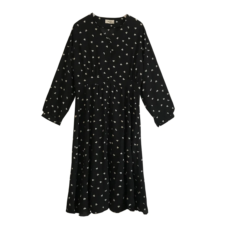 2019 модное корейское платье Mori Girl Vestidos Повседневное с v образным вырезом и длинным