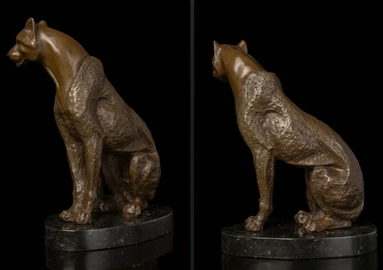 WBY 003430 арт деко скульптура животное леопардовая пантера абстрактная Бронзовая