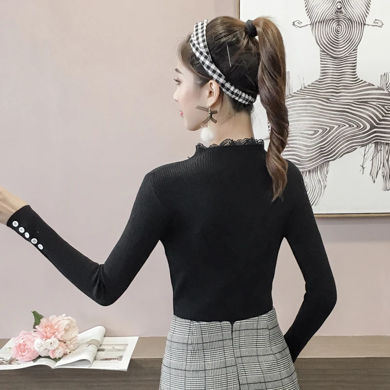 2018 Новый осень-зима Для женщин рубашки Вязание водолазка томный ленивый ветер