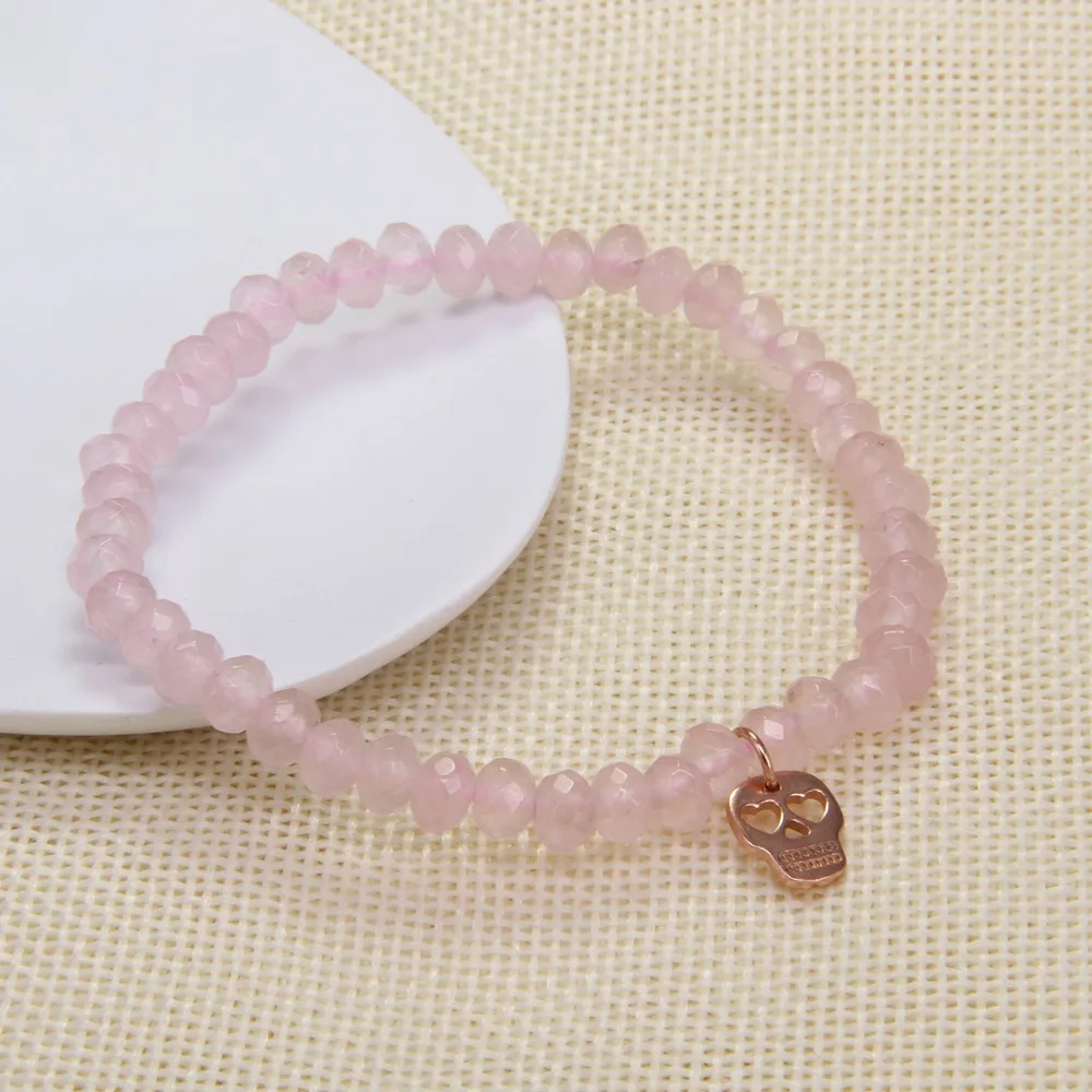 Браслет из бисера Томаса розового кварца стерлингового серебра 925 пробы цвета