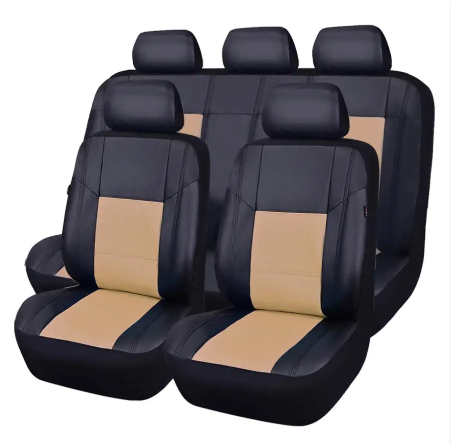 Beige Новые роскошные универсальные автомобильные чехлы на сиденья из искусственной кожи для toyota lada kalina granta priora renault logan - Название цвета: Beige