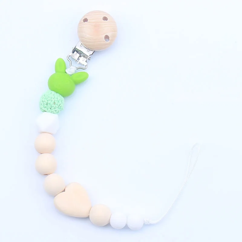 Light Green Горячая Детские деревянные соски держатель Клип цепи Дети Соска Силиконовые цепи Любовь Сердце новорожденный соска цепь - Цвет: Light Green