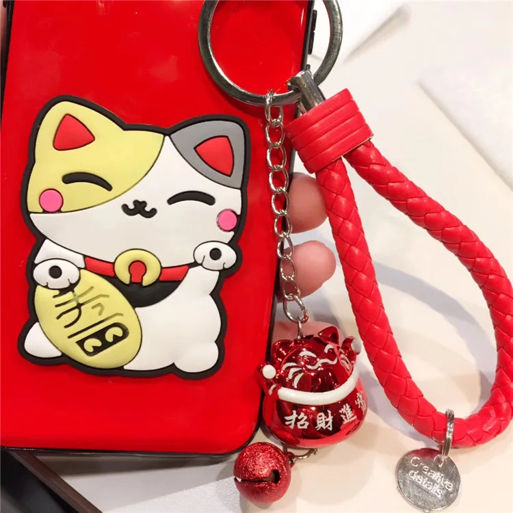Kuutti мягкий красный Kawaii Maneki Neko Cat Чехол для телефона с ремешок колокольчиком iPhone 6