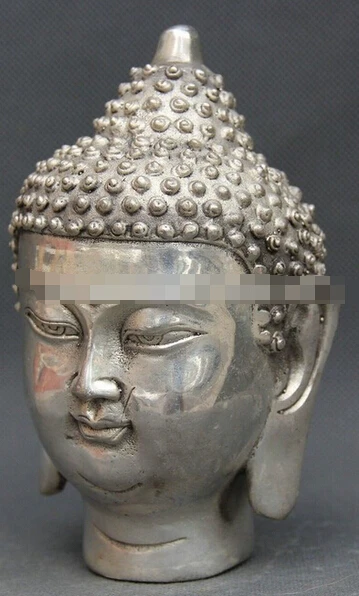 SCY 1031 + Тибет буддизм серебро Шакьямуни Амитабха статуя головы Будды|statue head|statue