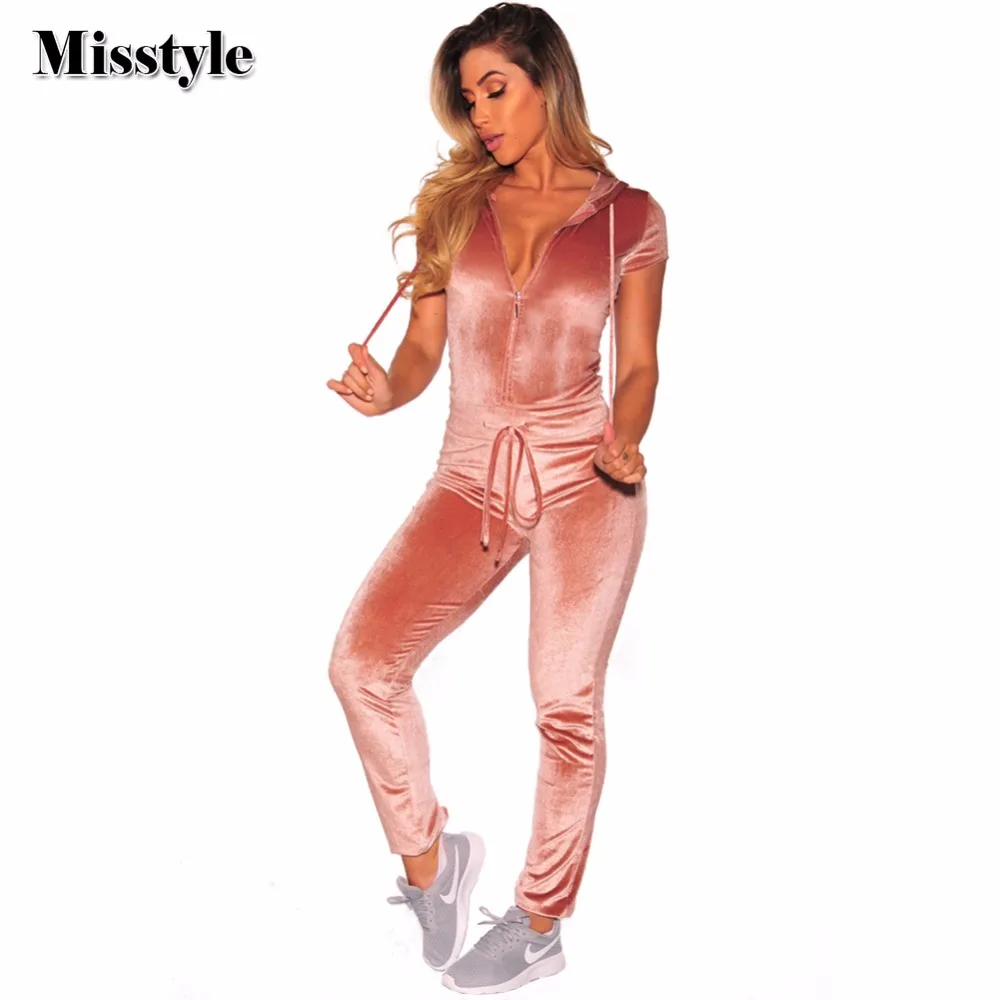 Misstyle Pleuche комбинезон Повседневный Женский с короткими рукавами толстовки
