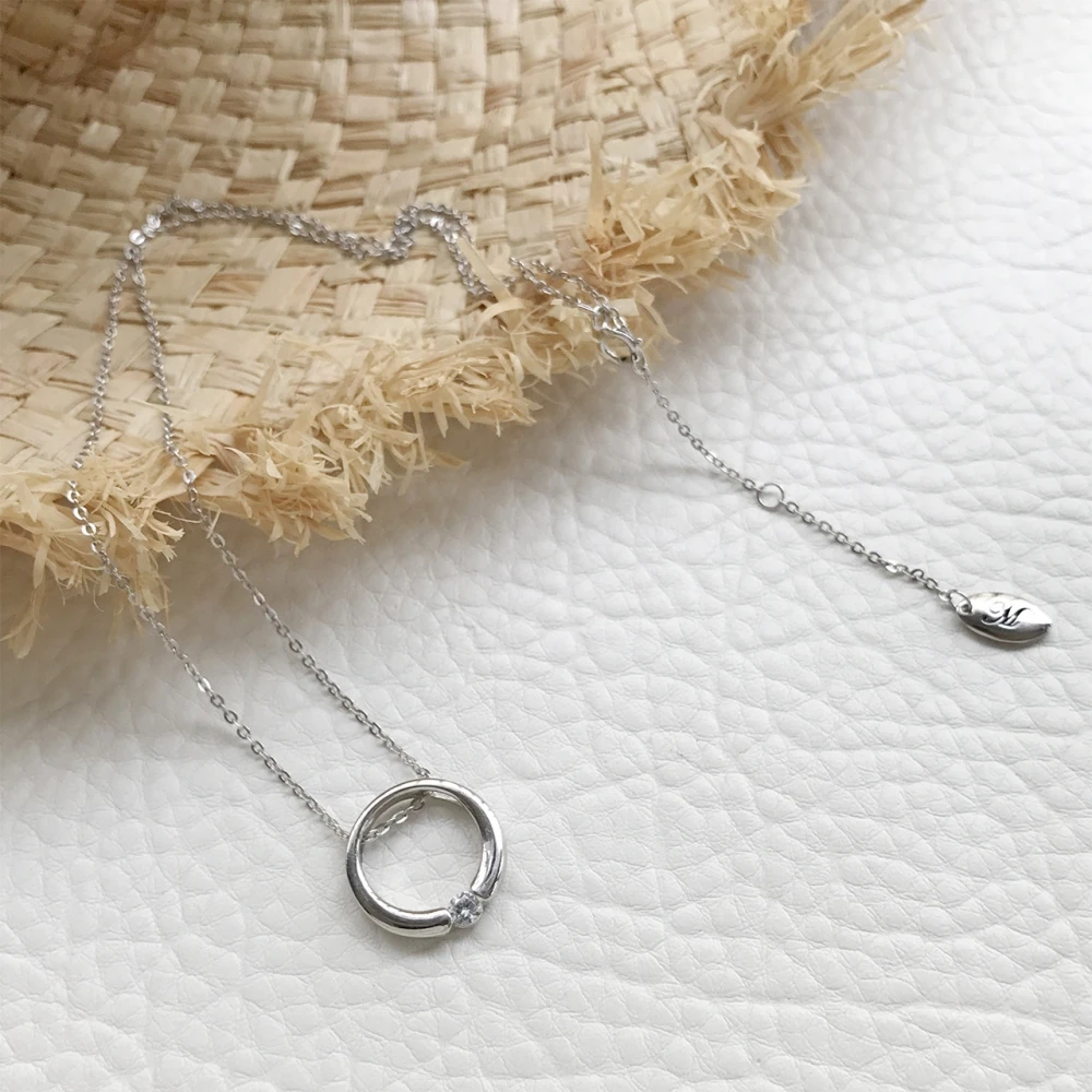 Ожерелье с кулоном женское из серебра 925 пробы покрытием белого золота 18 К и