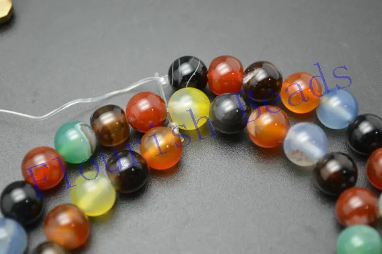 4mm~12mm Natural Mix Red Black Green Gray Color Agate Smooth Stone Round Loose Beads | Украшения и аксессуары