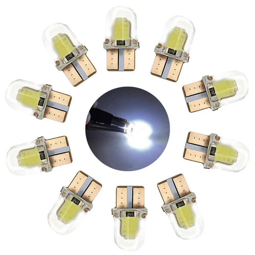 White 10pcs 10 шт., 10 194 168 W5W COB светодиоды с CANBUS супер яркий Лицензии освещение широкая лампа накаливания - Испускаемый цвет: White 10pcs