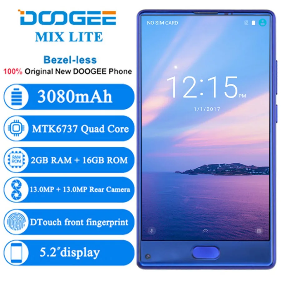 DOOGEE MIX Lite смартфон с 5 2 дюймовым дисплеем ОЗУ Гб ПЗУ 16 ГБ 3080 мАч 13 + 8 МП|Смартфоны| |